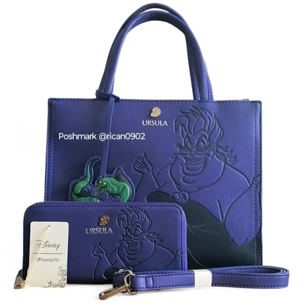 Disney Loungefly The Little Mermaid Debossed Ursula Satchel and Wallet